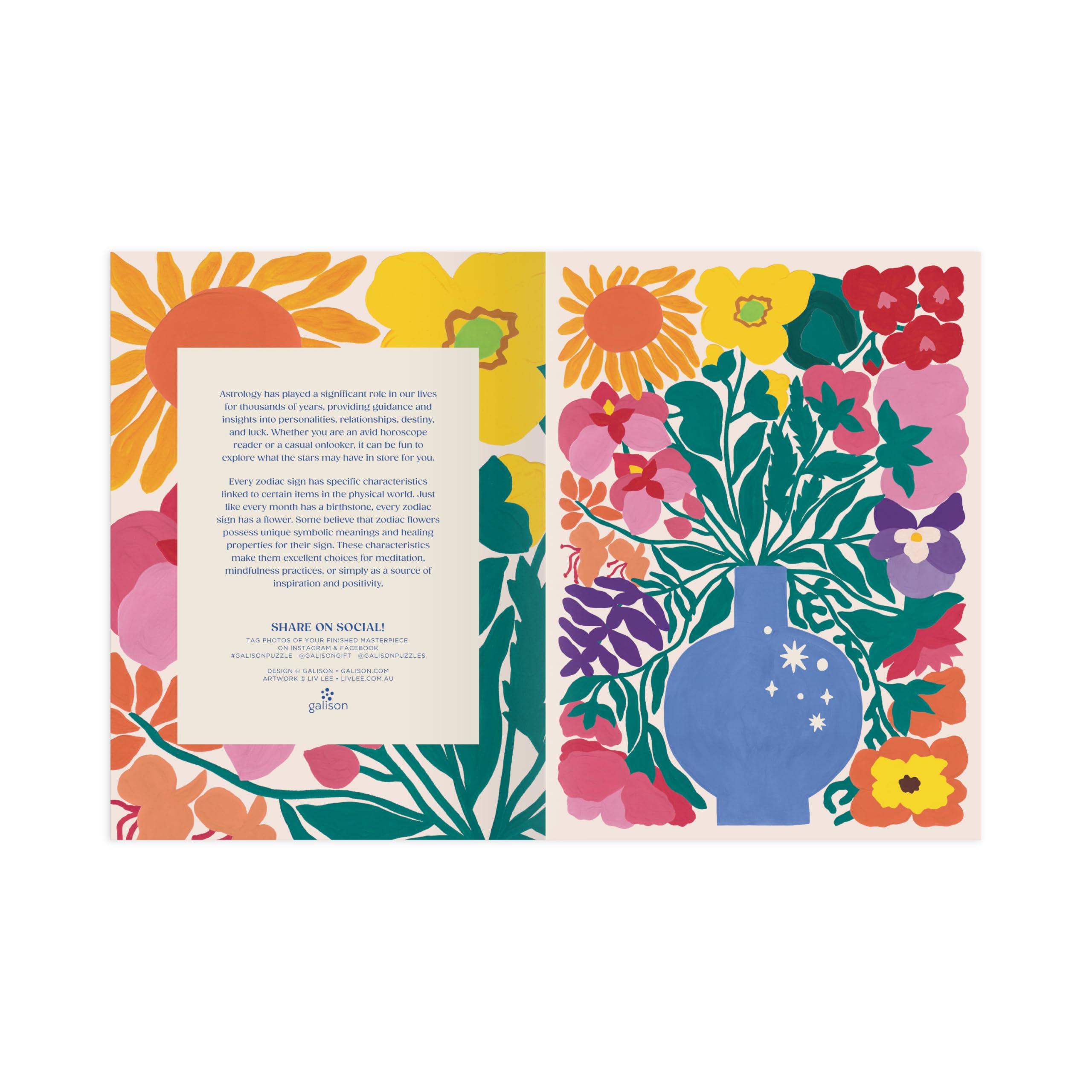 Zodiac Flowers – 1000 Piece Puzzle Featuring Artistic Flowers Paired With Zodiac Signs