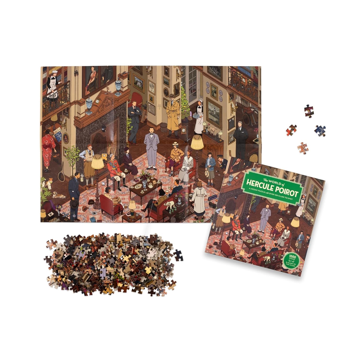 The World of Hercule Poirot: A 1000-piece Jigsaw Puzzle with over 100 Clues to Spot: A Gift for Fans of Agatha Christie