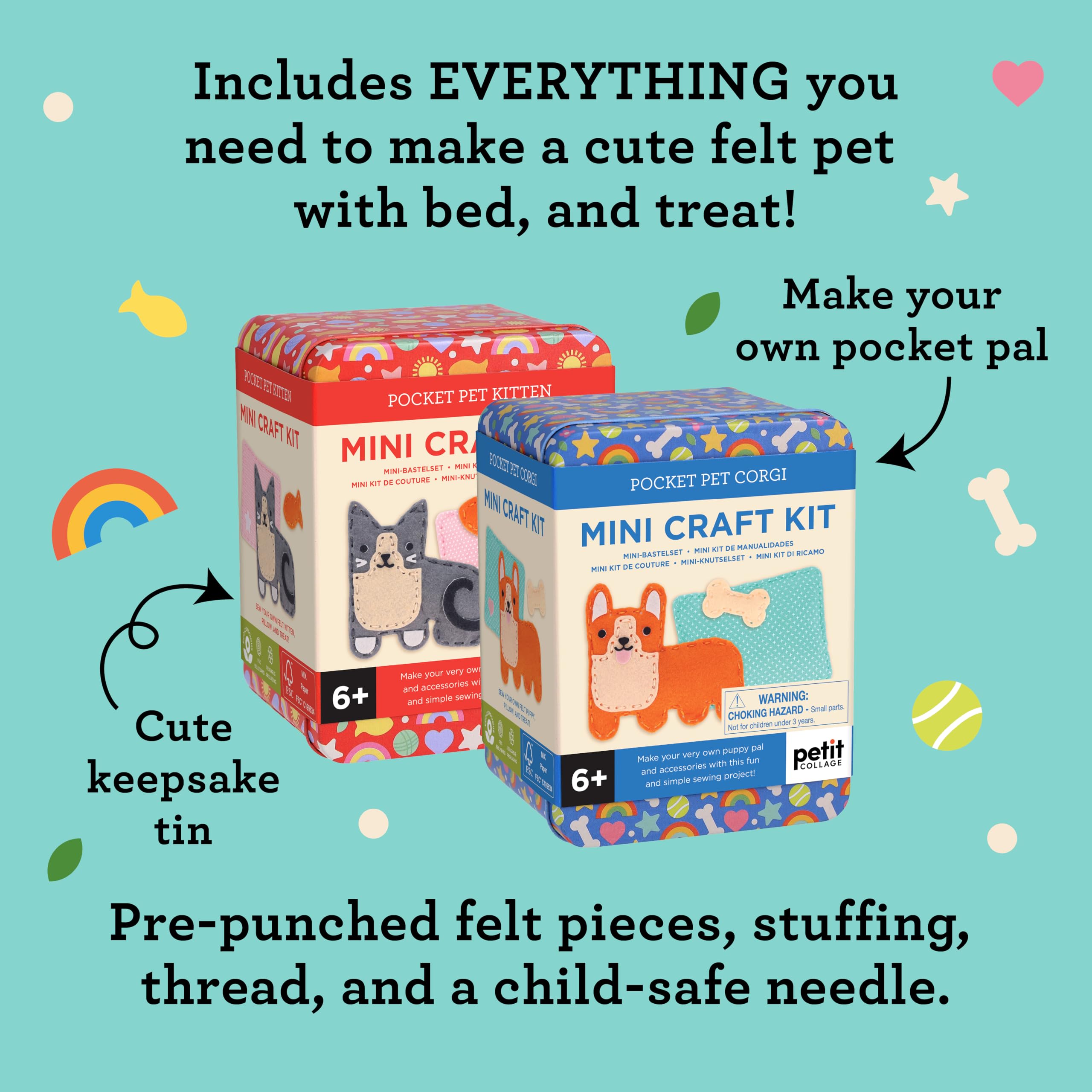 Mini Craft Kit: Pocket Pet Corgi Dog - Portable Felt Sewing Kit