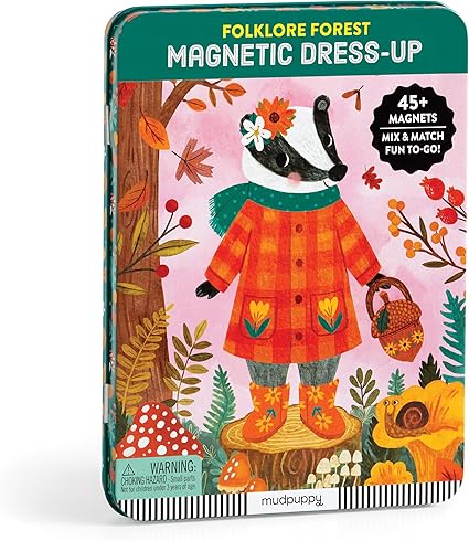 Mudpuppy Folklore Forest – Magnetic Dress Up Game with Illustrated Forest Scenes Including 2 Forest Characters and Over 40 Mix and Match Magnets Perfect For Travel