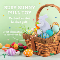 Busy Bunny Wooden Pull Toy - Pull The String and The Bunny Will Follow