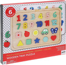 Multi-Language Numbers + Shapes + Colors Wooden Tray Puzzle