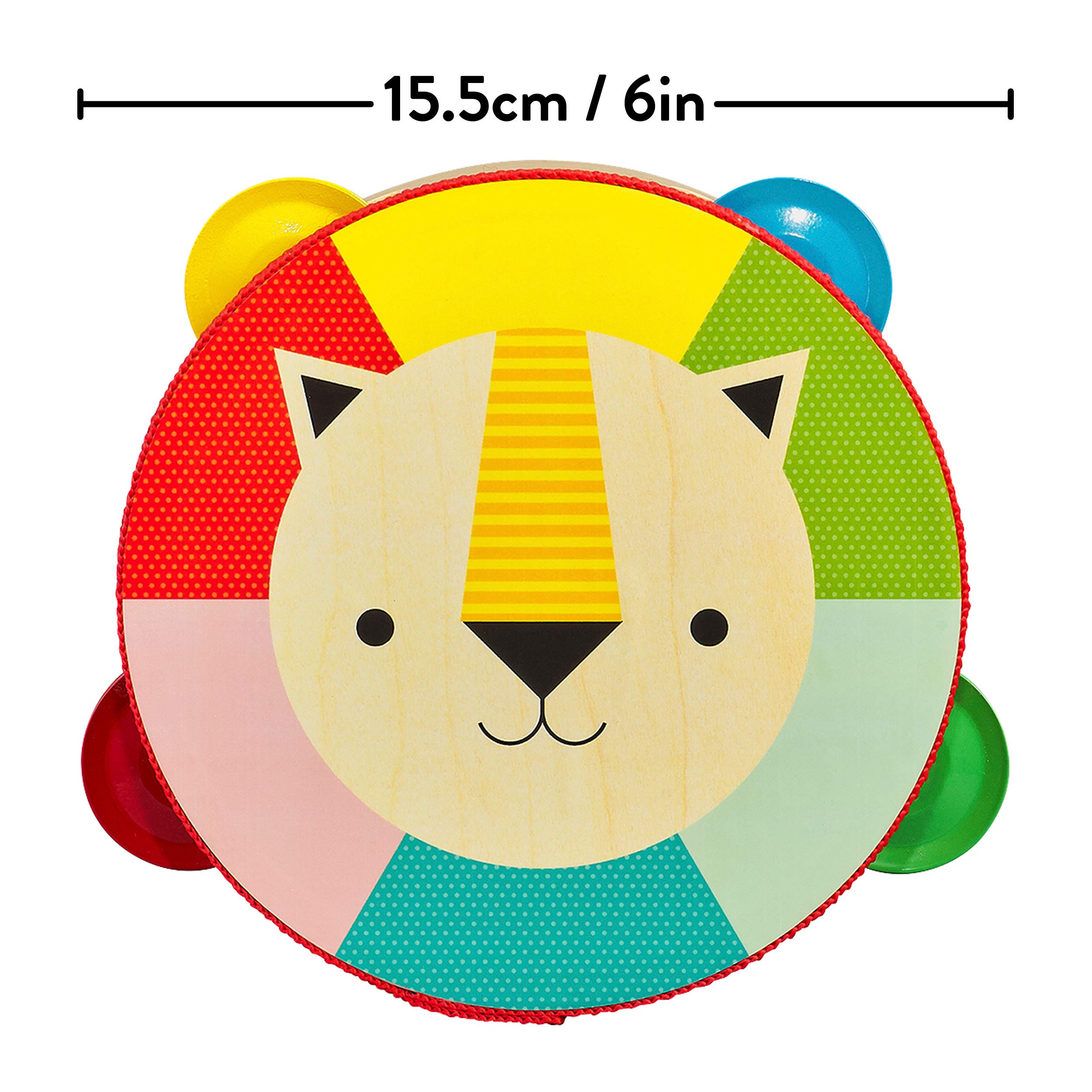 Kaleidoscope Lion Wooden Tambourine