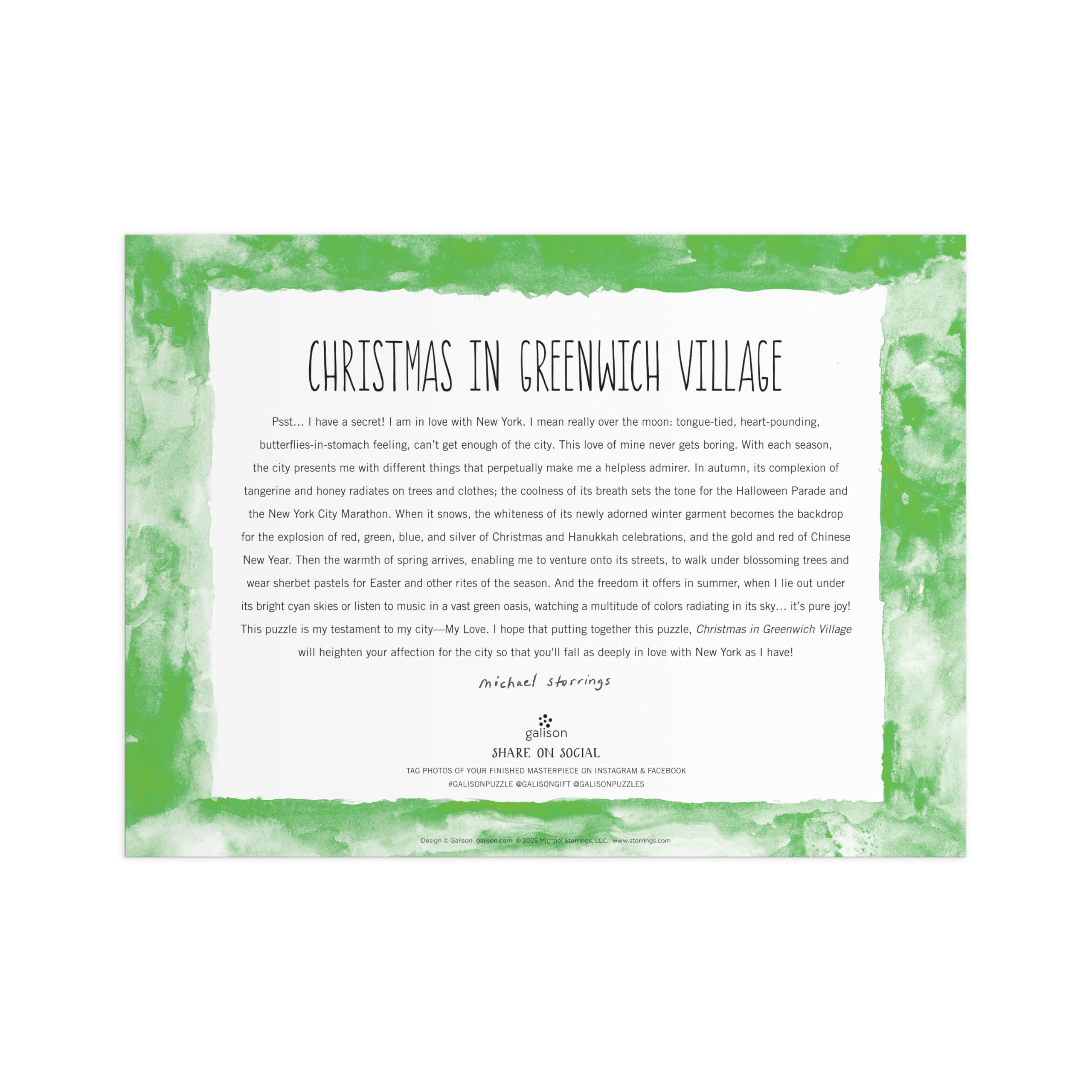 Michael Storrings Christmas in Greenwich Village 1000 Piece Puzzle