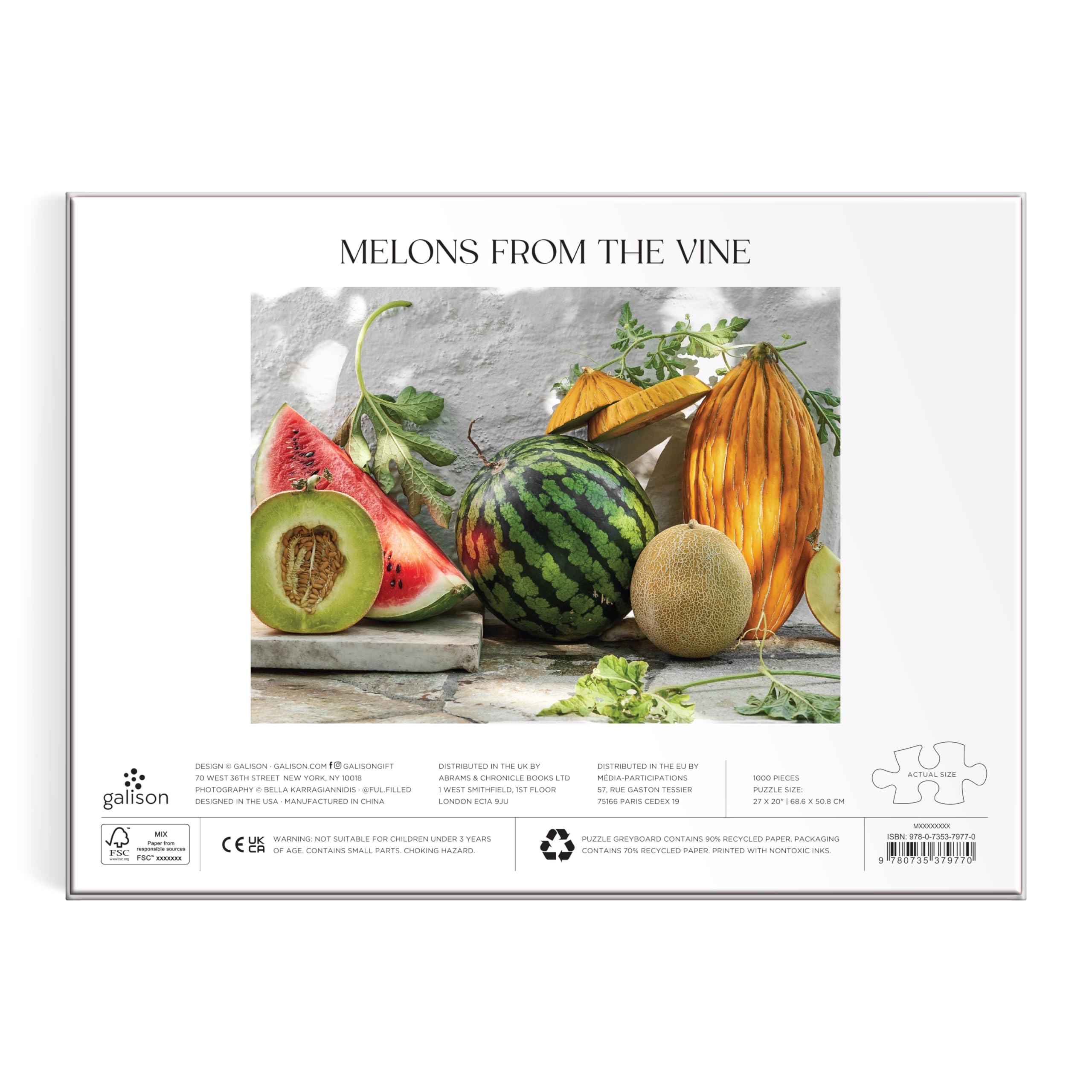 Melons From The Vine – 1000 Piece Puzzle Featuring A Mediterranean Still Life Of Summer Melons