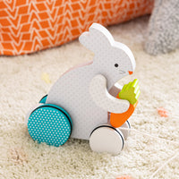 Busy Bunny Wooden Pull Toy - Pull The String and The Bunny Will Follow
