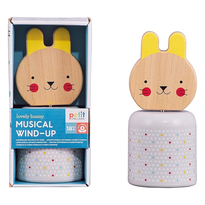 Baby Wooden Wind-Up Musical Toy Bunny