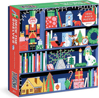 Deck The Shelves – 1000 Piece Puzzle Fun and Challenging Activity with Bright and Bold Artwork of A Christmas Holiday Shelf for Adults and Families