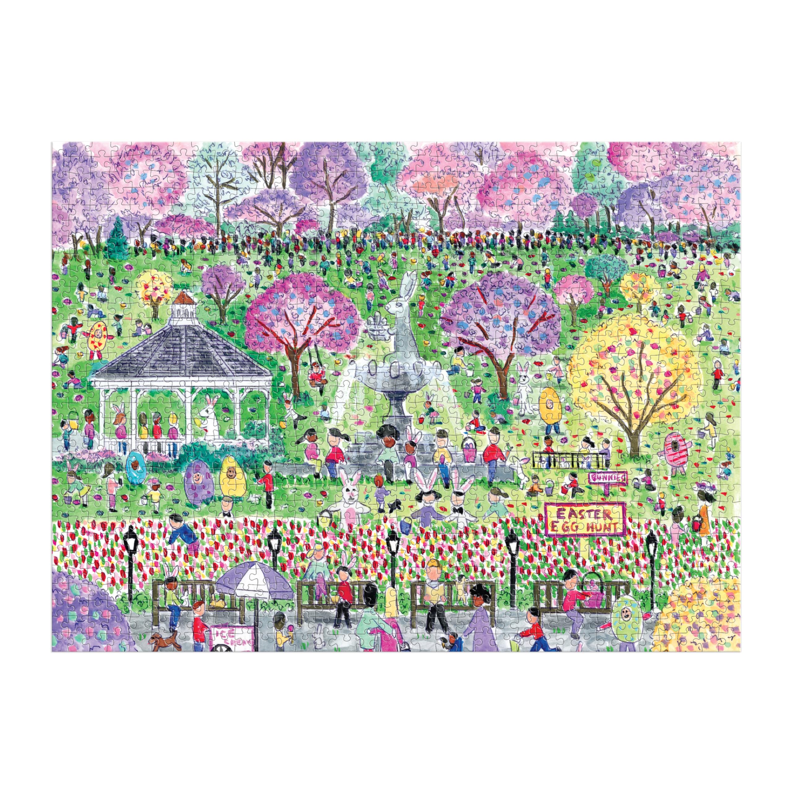 Easter Egg Hunt – 1000 Piece Michael Storrings Puzzle Featuring The Spirit Of Easter Festivities At A Whimsical Park, [Various]