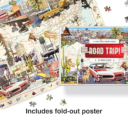 Road Trip!: A 1000-Piece Jigsaw Puzzle, Grey, Black, Green, Brown