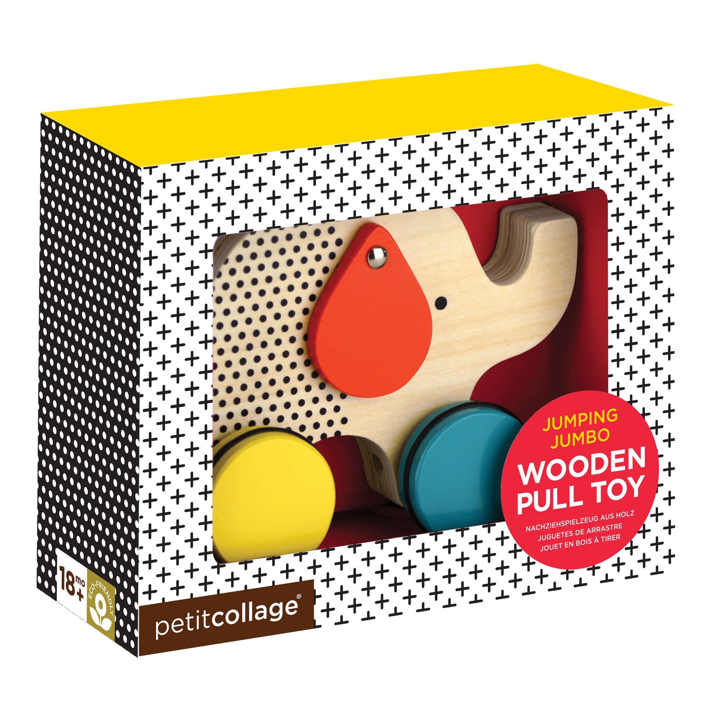 Jumping Jumbo Elephant Wood Pull Toy Petit Collage