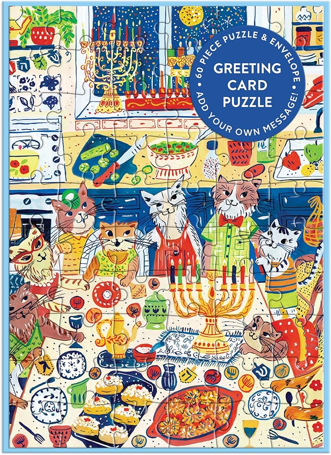 Happy Hanukcats Greeting Card Square Puzzle