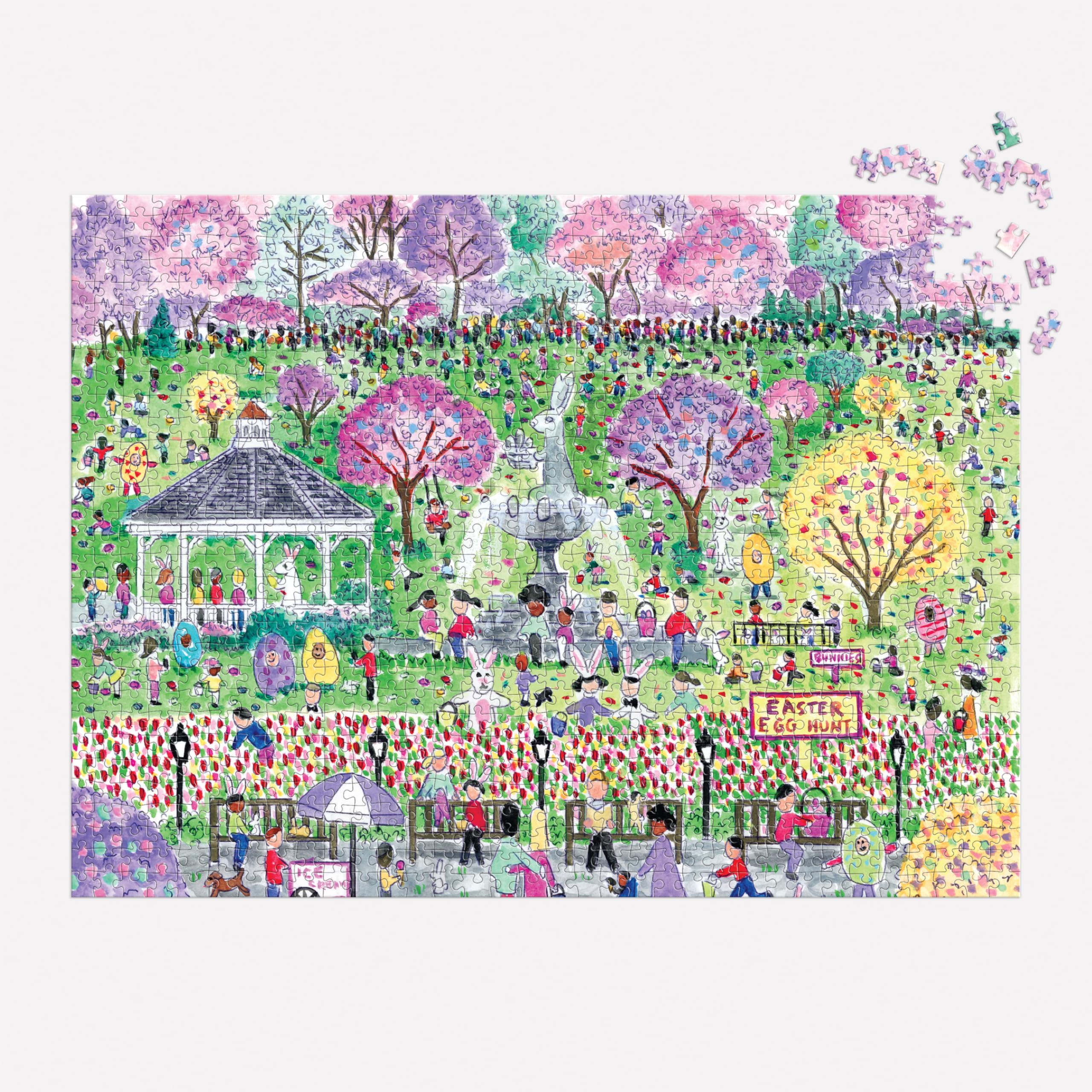 Easter Egg Hunt – 1000 Piece Michael Storrings Puzzle Featuring The Spirit Of Easter Festivities At A Whimsical Park, [Various]