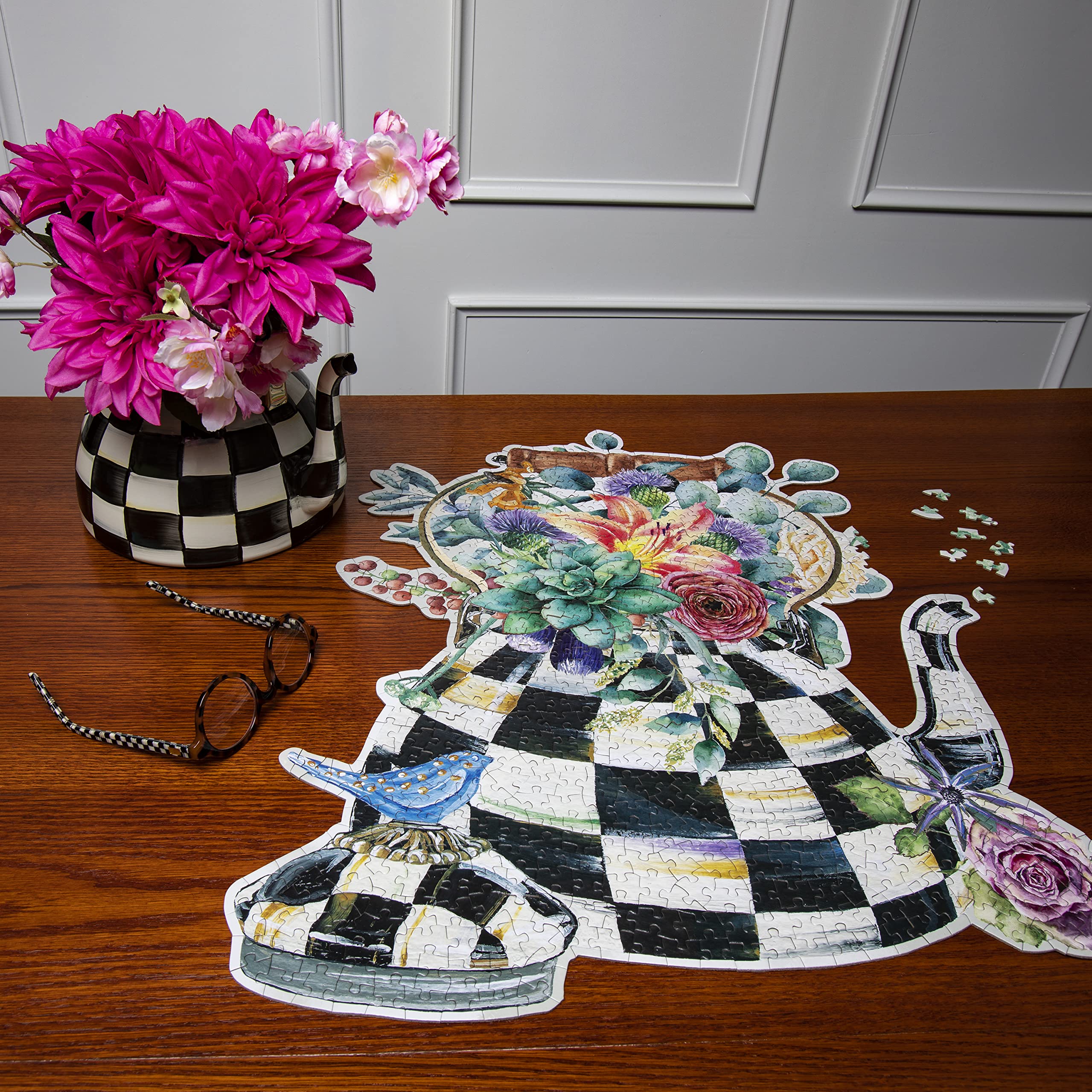 MacKenzie-Childs Blooming Kettle 750 Piece Shaped Puzzle