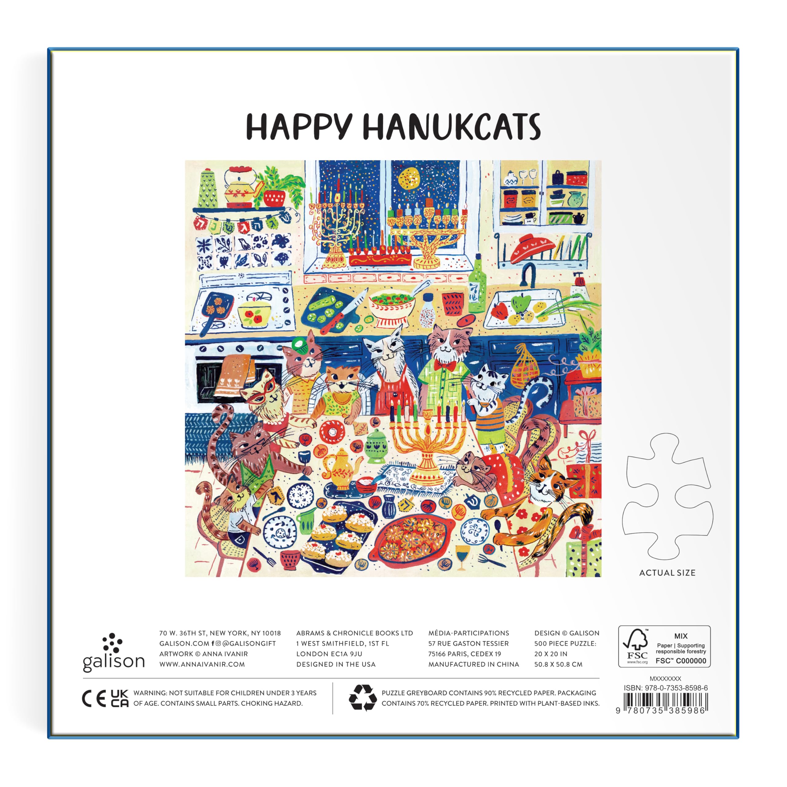 Happy Hanukcats 500 Piece Puzzle