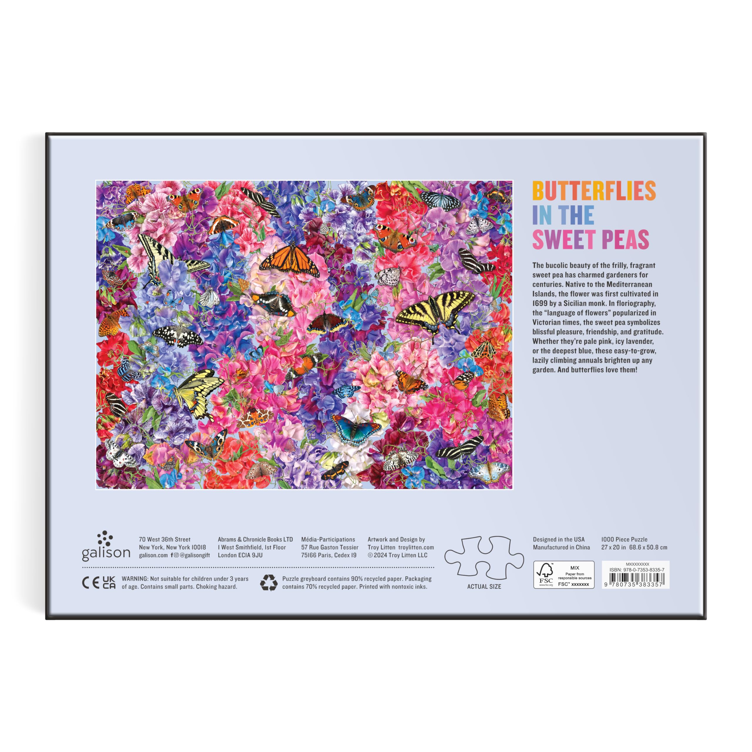 Troy Litten Butterflies In the Sweet Peas 1000 Piece Puzzle