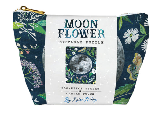 Moonflower Portable Puzzle - 500-Piece Jigsaw & Canvas Pouch