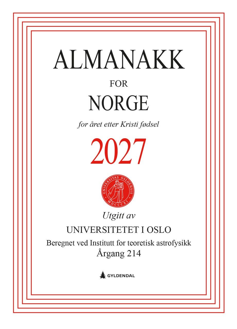 Almanakk for Norge 2027 - for året etter Kristi fødsel