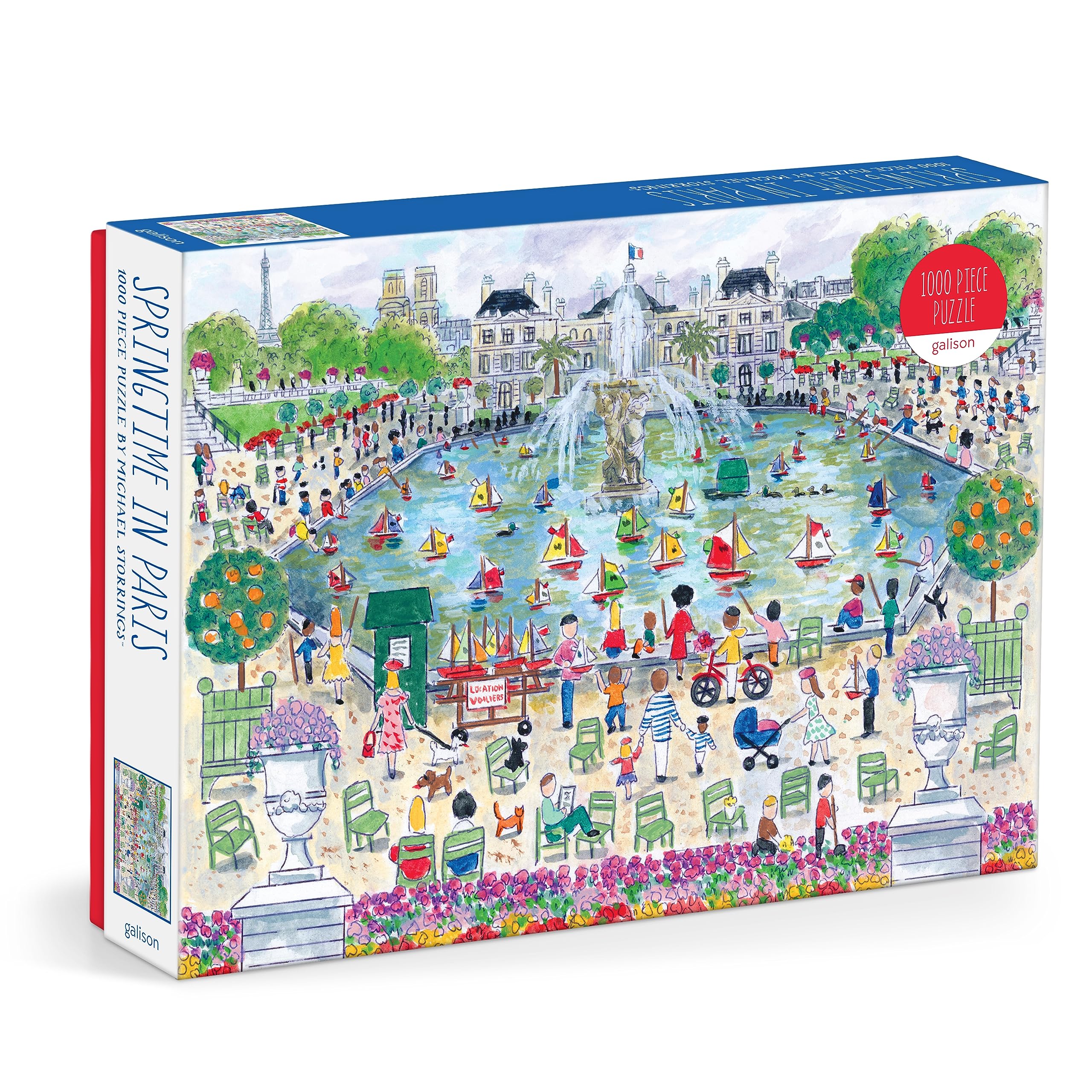 Springtime In Paris – 1000 Piece Michael Storrings Puzzle Featuring The Ornamental Grand Bassin Pond In The Spring, Floral Shades