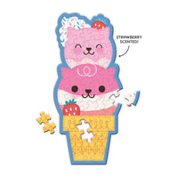 Strawberry Cat Cone 48 Piece Scratch and Sniff Shaped Mini Puzzle