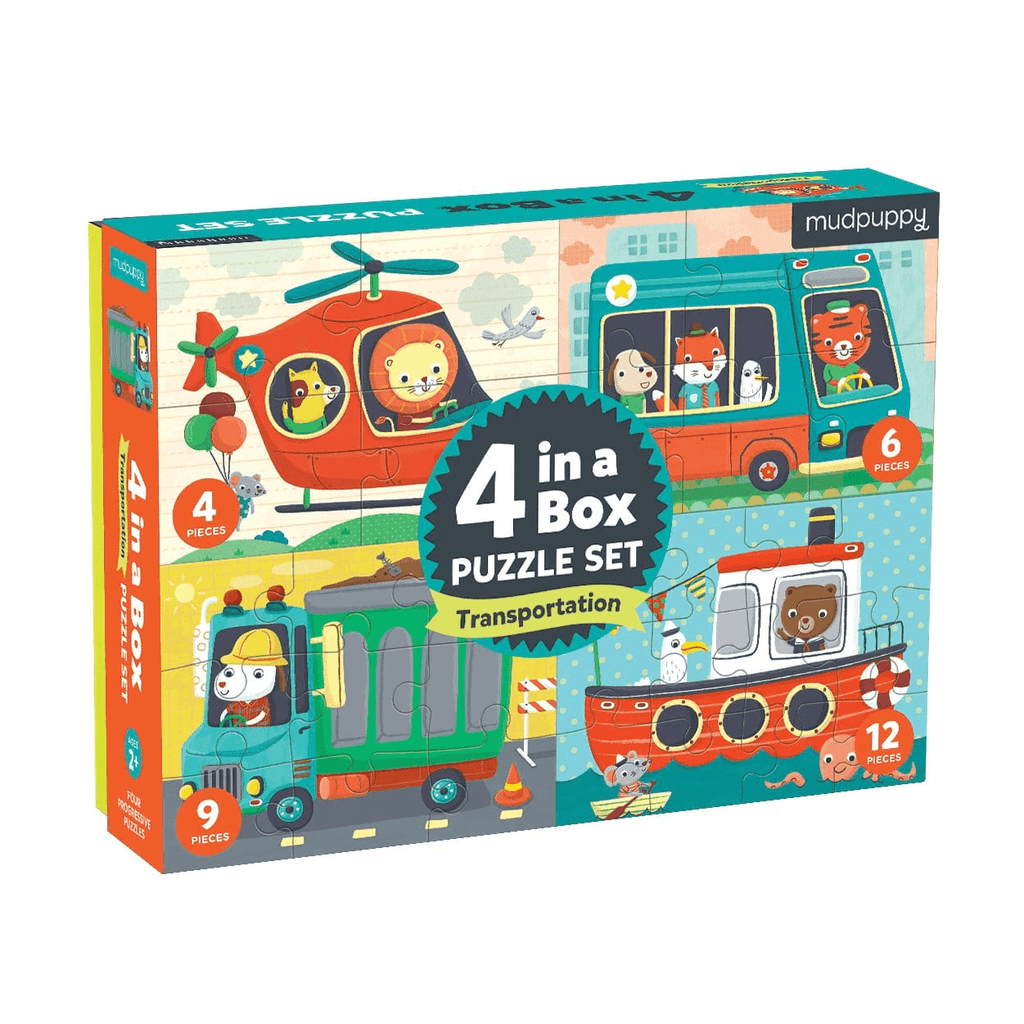 Transportation 4-In-a-Box Progressive Puzzle